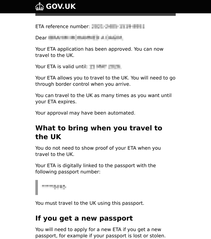 عينة ETA المملكة المتحدة ETA UK sample